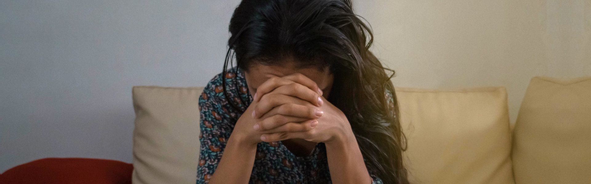 woman sitting with sad feeling